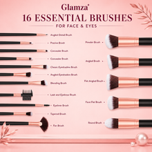 Load image into Gallery viewer, Glamza 16pc Kabuki Makeup Brush Set – Black and Rose Gold – Free UK Delivery