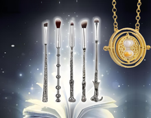 Load image into Gallery viewer, 5pc Harry Potter-Inspired Makeup Brush Set with Necklace – Free UK Delivery