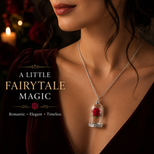 Load image into Gallery viewer, Beauty and the Beast Inspired Red Rose in Dome Pendant Necklace – Free Delivery