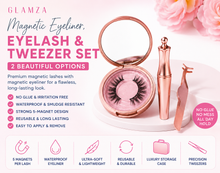 Load image into Gallery viewer, Glamza Magnetic Eyeliner &amp; Magnetic Eyelash Kit with Applicator Tweezer | Diamond or Allure Styles