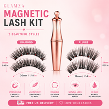 Load image into Gallery viewer, Glamza Magnetic Eyeliner &amp; Magnetic Eyelash Kit with Applicator Tweezer | Diamond or Allure Styles