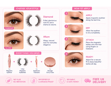 Load image into Gallery viewer, Glamza Magnetic Eyeliner &amp; Magnetic Eyelash Kit with Applicator Tweezer | Diamond or Allure Styles