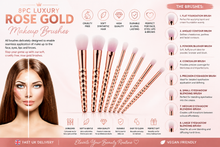 Load image into Gallery viewer, 8pc Luxury Rose Gold Makeup Brush Set – Free UK Delivery