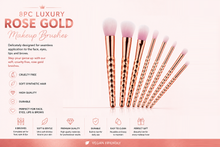 Load image into Gallery viewer, 8pc Luxury Rose Gold Makeup Brush Set – Free UK Delivery