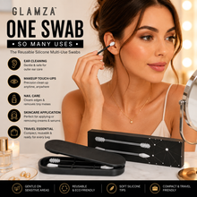 Load image into Gallery viewer, Glamza ‘One Swab’ Reusable Silicone Multi-Use Swabs – 2 Pack with Travel Case