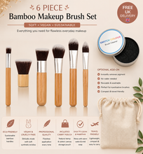 Load image into Gallery viewer, Bamboo Makeup Brush Set (6 Piece or 10 Piece) with Eco-Friendly Storage Pouch | Free UK Delivery