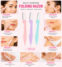 Load image into Gallery viewer, Glamza Eyebrow and Dermaplaning Folding Razors
