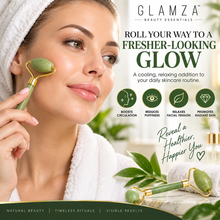 Load image into Gallery viewer, Glamza Jade Roller – Double-Sided Natural Facial Massager