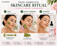 Load image into Gallery viewer, Glamza Jade Roller &amp; Gua Sha Set + Dermier Collagen Serum 30ml