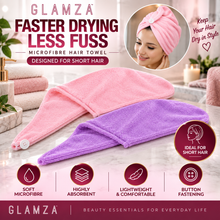 Load image into Gallery viewer, Glamza Microfibre Rapid Dry Hair Towel for Short Hair - Free UK Postage