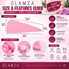 Load image into Gallery viewer, Glamza Microfibre Rapid Dry Hair Towel for Short Hair - Free UK Postage