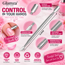 Load image into Gallery viewer, Glamza Stainless Steel Gel Polish Scraper &amp; Cuticle Pusher Set, Free Delivery