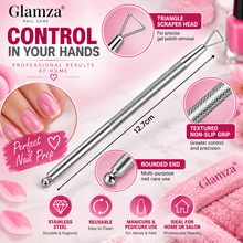 Load image into Gallery viewer, Glamza Stainless Steel Gel Polish Scraper &amp; Cuticle Pusher Set, Free Delivery