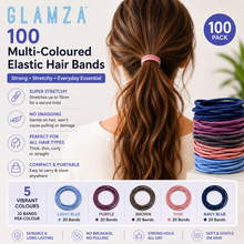 Load image into Gallery viewer, 100 Multi-Coloured Elastic Hair Bands – Strong &amp; Stretchy Hair Ties