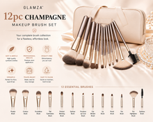 Load image into Gallery viewer, 12pc Champagne Makeup Brush Set – Complete Makeup Tool Kit | Free UK Delivery