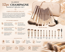 Load image into Gallery viewer, 12pc Champagne Makeup Brush Set – Complete Makeup Tool Kit | Free UK Delivery