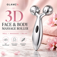 Load image into Gallery viewer, Glamza 3D Body &amp; Facial Massage Roller – 360° Dual Roller Beauty &amp; Massage Tool