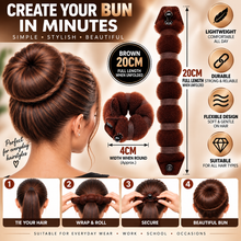 Load image into Gallery viewer, Hair So Hair Bun Roll – Effortless Updo Styling in Black, Brown, or Blonde - 2 Sizes!