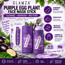 Load image into Gallery viewer, Glamza Green Tea &amp; Aubergine Face Mask Sticks – 40g Purifying Clay Masks