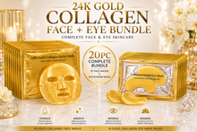 Load image into Gallery viewer, 20 Pack Gold Collagen Face Mask &amp; Eye Masks Bundle – Hydrating &amp; Anti-Ageing | Free UK Delivery