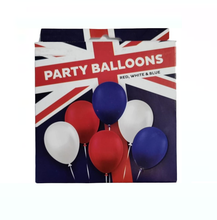 Load image into Gallery viewer, Party Balloons 12-Pack, Red White &amp; Blue Latex, 30cm, Free Delivery