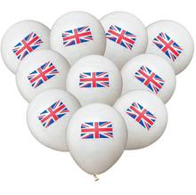 Load image into Gallery viewer, British Patriot - Union Jack White Balloon 10 Pack with Free Delivery