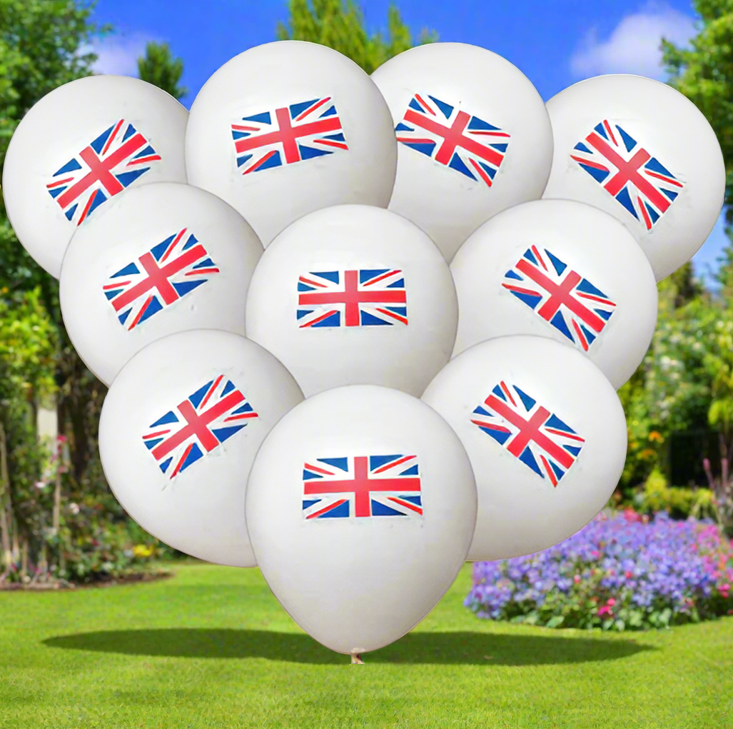 British Patriot - Union Jack White Balloon 10 Pack with Free Delivery