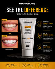Load image into Gallery viewer, Groomarang Activated Charcoal Teeth Whitening Toothpaste &amp; Bamboo Toothbrush