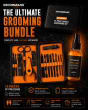 Load image into Gallery viewer, Groomarang™ 'The Ultimate' 15 Piece Grooming Kit with Rock n Roll Disinfectant Spray Bundle