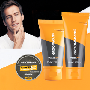 Groomarang Power of Man – Shaving Gel & Aftershave Gel Bundle + Optional Teeth Whitening Powder