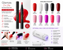 Load image into Gallery viewer, Glamza One Step Gel Nail Polish Pen &amp; Optional UV LED Nail Cure Torch – Free UK Postage