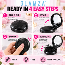 Load image into Gallery viewer, 2-in-1 Mini Folding Detangle Hair Brush with Mirror - 4 Great Colours