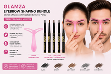 Load image into Gallery viewer, Glamza Eyebrow Shaping Bundle - Stencil &amp; Maxdona Retractable Eyebrow Pens - Free UK Postage