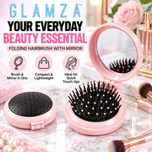 Load image into Gallery viewer, 2-in-1 Mini Folding Detangle Hair Brush with Mirror - 4 Great Colours