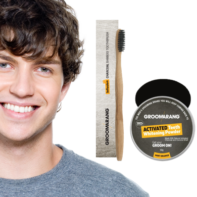Groomarang Activated Teeth Whitening Powder & Optional Groomarang Bamboo Toothbrush