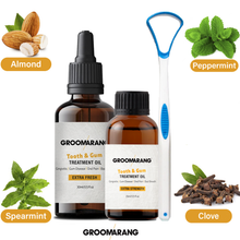 Load image into Gallery viewer, Groomarang Gum Oil, Tongue Scraper &amp; Bamboo Toothbrush