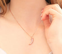 Load image into Gallery viewer, Diamond Style London - Horn Pendant in Rose Gold Plating Necklace
