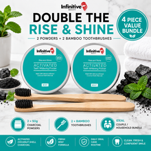 Load image into Gallery viewer, IB Rise &amp; Shine Charcoal Teeth Whitening Powder &amp; Bamboo Toothbrush Kit