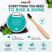 Load image into Gallery viewer, IB Rise &amp; Shine Charcoal Teeth Whitening Powder &amp; Bamboo Toothbrush Kit