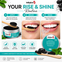 Load image into Gallery viewer, IB Rise &amp; Shine Charcoal Teeth Whitening Powder &amp; Bamboo Toothbrush Kit