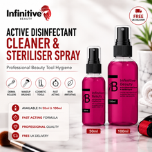 Load image into Gallery viewer, Infinitive Beauty Active Disinfectant Cleaner &amp; Steriliser Spray | Derma Roller &amp; Makeup Brush Cleaner | 50ml &amp; 100ml | Free UK Delivery