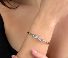 Load image into Gallery viewer, Diamond Style London - Infinity Cuff Bangle with Crystals in Rhodium Plat (Item code: Infinitycuffcrystal)