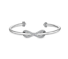 Load image into Gallery viewer, Diamond Style London - Infinity Cuff Bangle with Crystals in Rhodium Plat (Item code: Infinitycuffcrystal)
