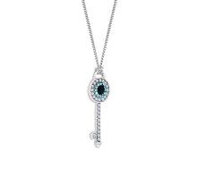 Load image into Gallery viewer, Diamond Style London - Key Pendant with Blue Crystals (Item code: Keypenblue)