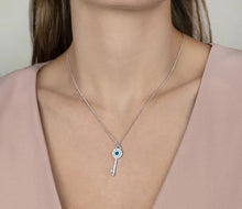Load image into Gallery viewer, Diamond Style London - Key Pendant with Blue Crystals (Item code: Keypenblue)