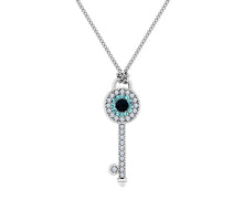 Load image into Gallery viewer, Diamond Style London - Key Pendant with Blue Crystals (Item code: Keypenblue)