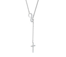 Load image into Gallery viewer, Diamond Style London - Infinity Lariat Necklace in Rhodium Plating (Item code: Infinitylariatneck)