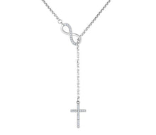 Load image into Gallery viewer, Diamond Style London - Infinity Lariat Necklace in Rhodium Plating (Item code: Infinitylariatneck)