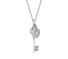 Load image into Gallery viewer, Diamond Style London - Lock and Key Pendant in Rhodium Plating (Item code: Lockandkeypen)