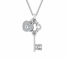 Load image into Gallery viewer, Diamond Style London - Lock and Key Pendant in Rhodium Plating (Item code: Lockandkeypen)